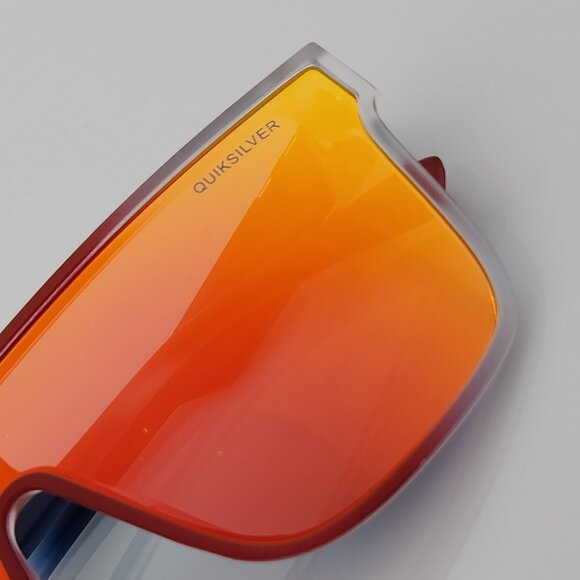 Quiksilver Shield Sunglasses USA Red White Blue Frame Orange Mirror Lens NEW - Picture 10 of 12